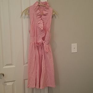 Southern Frock seersucker ruffle neck wrap dress